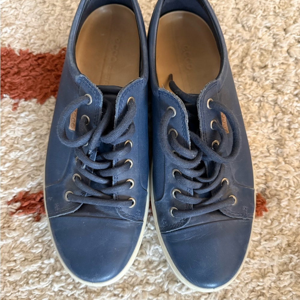 Ecco Blue Leather Sneakers Size US 10